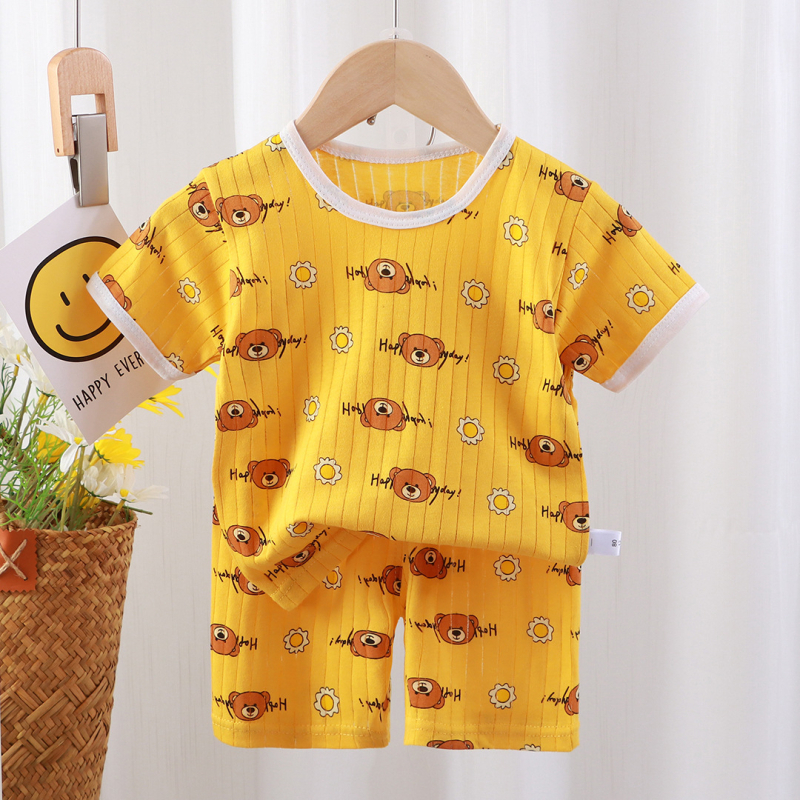 Gyermekeknek pamut alvóruha két részes szett, uniszex, 1–3 éveseknek, vékony anyag, nedvszívó