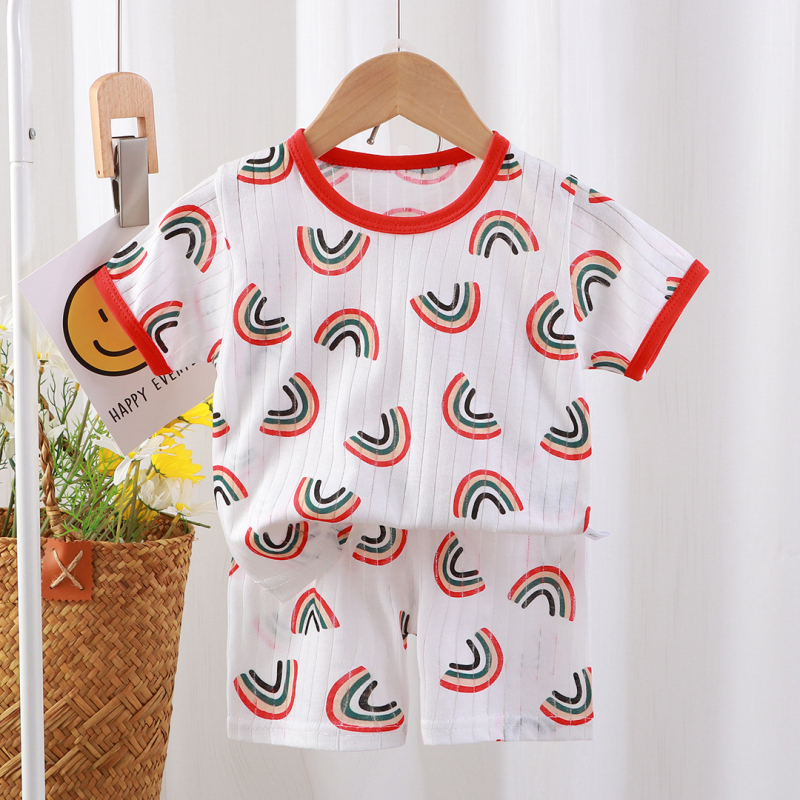 Gyermekeknek pamut alvóruha két részes szett, uniszex, 1–3 éveseknek, vékony anyag, nedvszívó