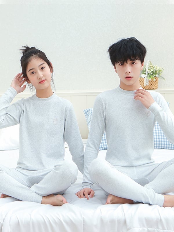 Vaikų terminis komplektas viršų ir kelnes su minkštu velveto pamušalu, 95% medvilnė, unisex, 8+ metų amžiaus (aukštis virš 140 cm), vidurio apykaklė, storas, tinkamas žiemai pavasariui ir rudeniui