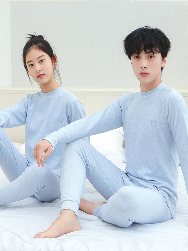 Vaikų terminis komplektas viršų ir kelnes su minkštu velveto pamušalu, 95% medvilnė, unisex, 8+ metų amžiaus (aukštis virš 140 cm), vidurio apykaklė, storas, tinkamas žiemai pavasariui ir rudeniui