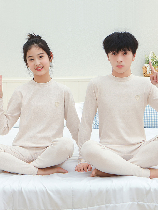 Vaikų terminis komplektas viršų ir kelnes su minkštu velveto pamušalu, 95% medvilnė, unisex, 8+ metų amžiaus (aukštis virš 140 cm), vidurio apykaklė, storas, tinkamas žiemai pavasariui ir rudeniui