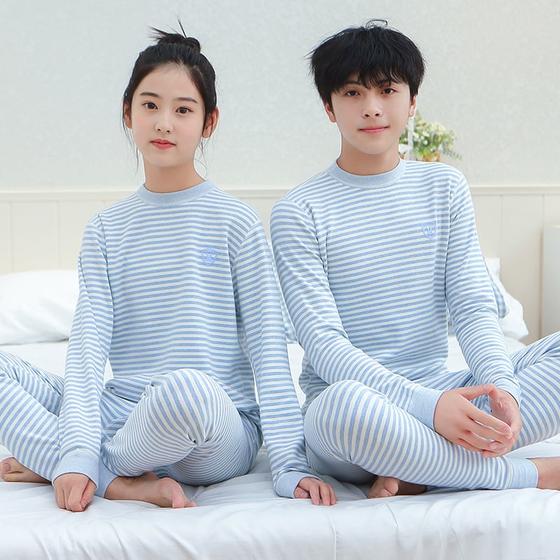 Vaikų terminis komplektas viršų ir kelnes su minkštu velveto pamušalu, 95% medvilnė, unisex, 8+ metų amžiaus (aukštis virš 140 cm), vidurio apykaklė, storas, tinkamas žiemai pavasariui ir rudeniui