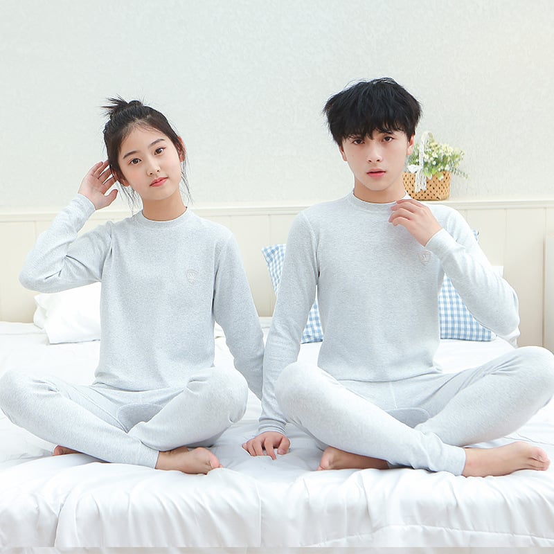 Vaikų terminis komplektas viršų ir kelnes su minkštu velveto pamušalu, 95% medvilnė, unisex, 8+ metų amžiaus (aukštis virš 140 cm), vidurio apykaklė, storas, tinkamas žiemai pavasariui ir rudeniui