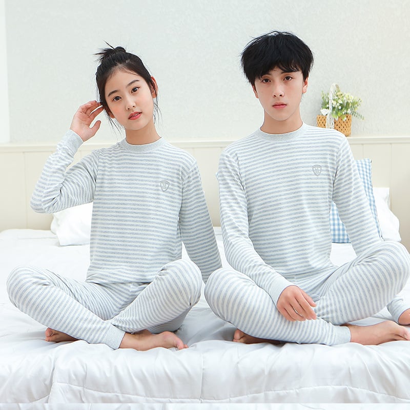 Vaikų terminis komplektas viršų ir kelnes su minkštu velveto pamušalu, 95% medvilnė, unisex, 8+ metų amžiaus (aukštis virš 140 cm), vidurio apykaklė, storas, tinkamas žiemai pavasariui ir rudeniui