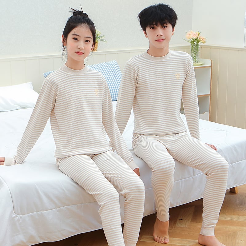 Vaikų terminis komplektas viršų ir kelnes su minkštu velveto pamušalu, 95% medvilnė, unisex, 8+ metų amžiaus (aukštis virš 140 cm), vidurio apykaklė, storas, tinkamas žiemai pavasariui ir rudeniui