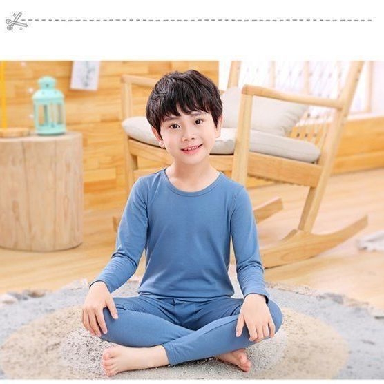 Dječji set termo donjeg rublja s automatskim zagrijavanjem – kationični poliester, extradebe 501–600 g/m², okrugli ovratnik, dugi rukavi, za uzrast 4–6 godina, unisex