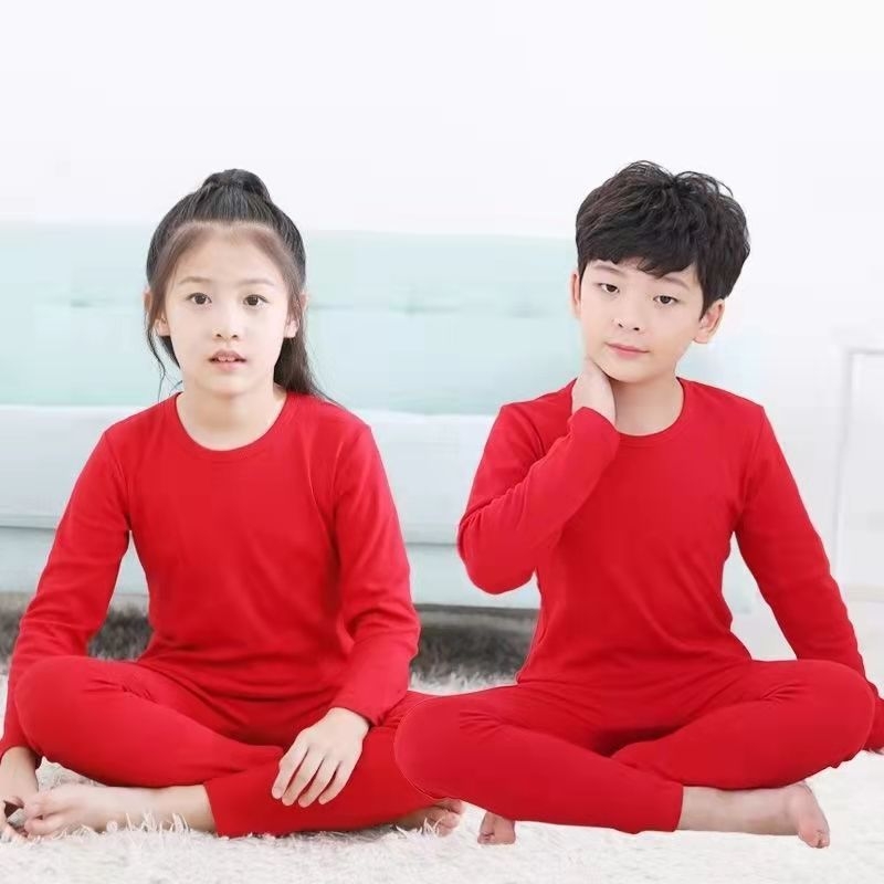 Dječji set termo donjeg rublja s automatskim zagrijavanjem – kationični poliester, extradebe 501–600 g/m², okrugli ovratnik, dugi rukavi, za uzrast 4–6 godina, unisex