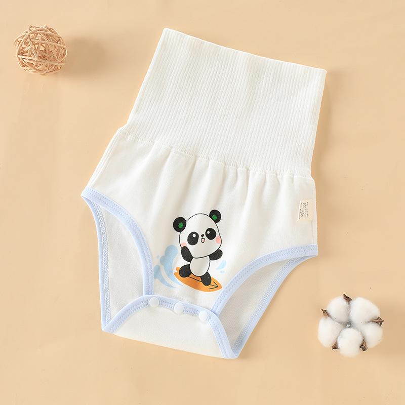 Bei Le Yi kūdikių 100% medvilnės aukštos juosmens pilvo apsaugos kelnaitės, naujagimiams, be siūlių