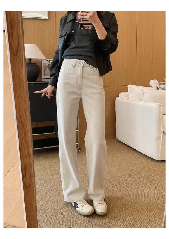 Džínsy: vysoký pás, rovný strih, denim s elastanom, vysoká elasticita