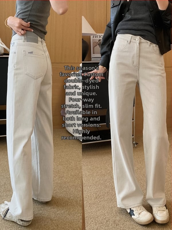 Džínsy: vysoký pás, rovný strih, denim s elastanom, vysoká elasticita