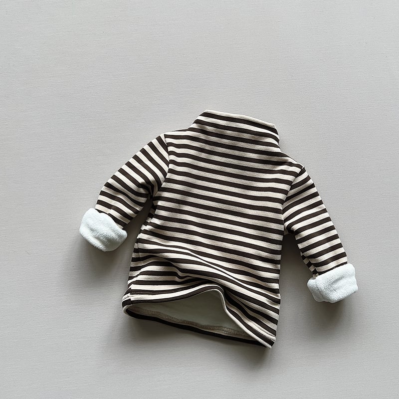 Παιδικό βασικό πουκάμισο με φλίς επένδυση, κορεάτικου στυλ, ψηλή λαιμόκοψη, μακρυμάνικο, χειμώνας, πολυεστέρας 95%