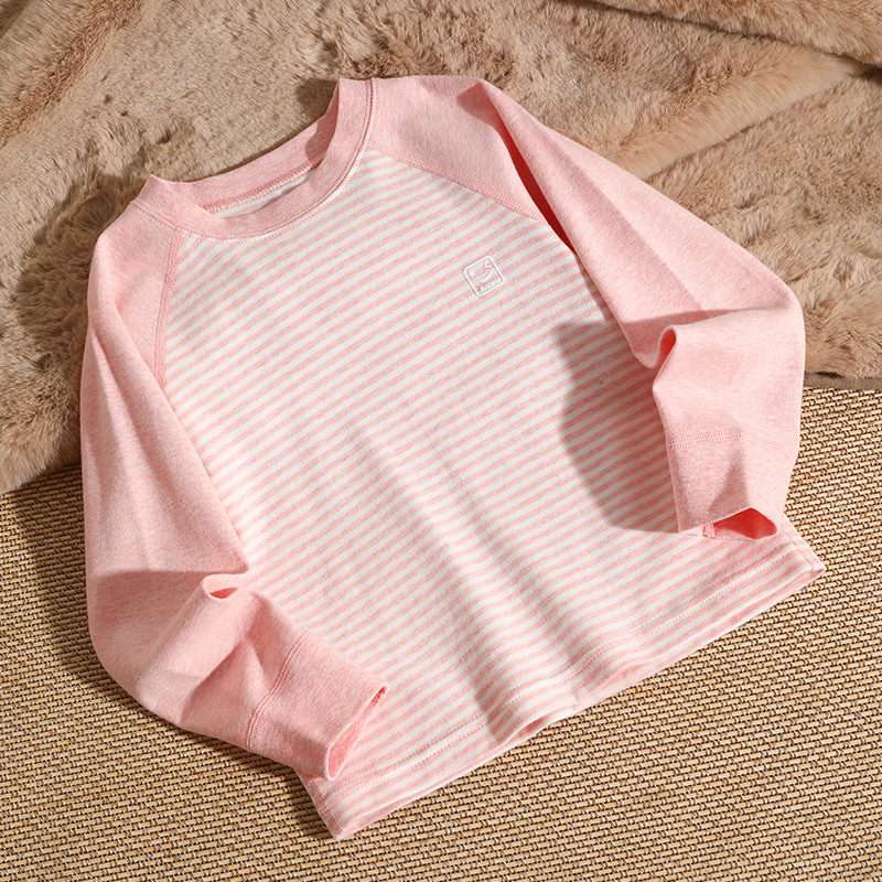 Детска памучна базова блуза с дълъг ръкав, кръгло деколте, brushed плат, 100% памук, A-клас, пролетно‑есенно облекло за деца над 8 г