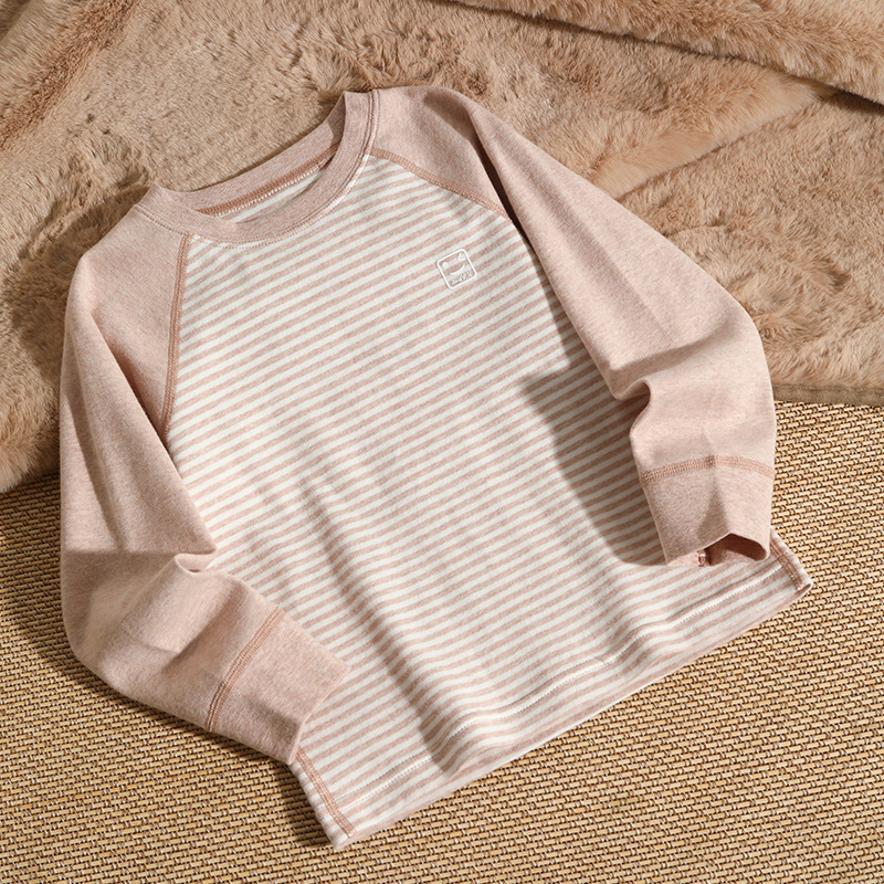 Детска памучна базова блуза с дълъг ръкав, кръгло деколте, brushed плат, 100% памук, A-клас, пролетно‑есенно облекло за деца над 8 г