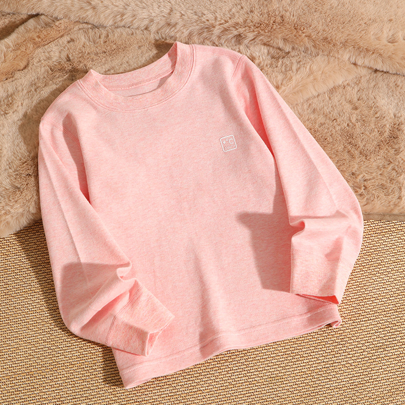 Детска памучна базова блуза с дълъг ръкав, кръгло деколте, brushed плат, 100% памук, A-клас, пролетно‑есенно облекло за деца над 8 г