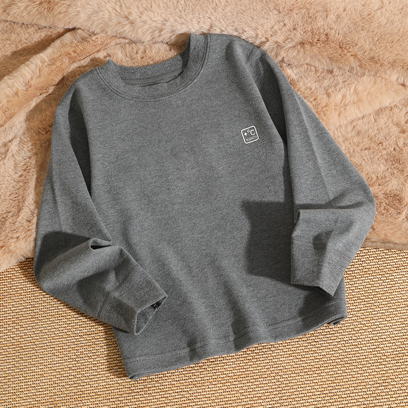 Детска памучна базова блуза с дълъг ръкав, кръгло деколте, brushed плат, 100% памук, A-клас, пролетно‑есенно облекло за деца над 8 г