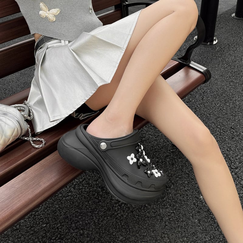 Γυναικείες παντόφλες EVA Crocs στιλ με παχιά σόλα 6 cm, κλειστό δάχτυλο, slip-on σαν σανδάλια