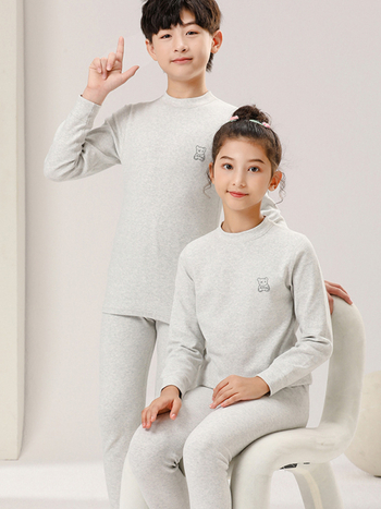 Set termic pentru copii, din bumbac, unisex, guler mediu, 95% bumbac, pentru copii 3–8 ani