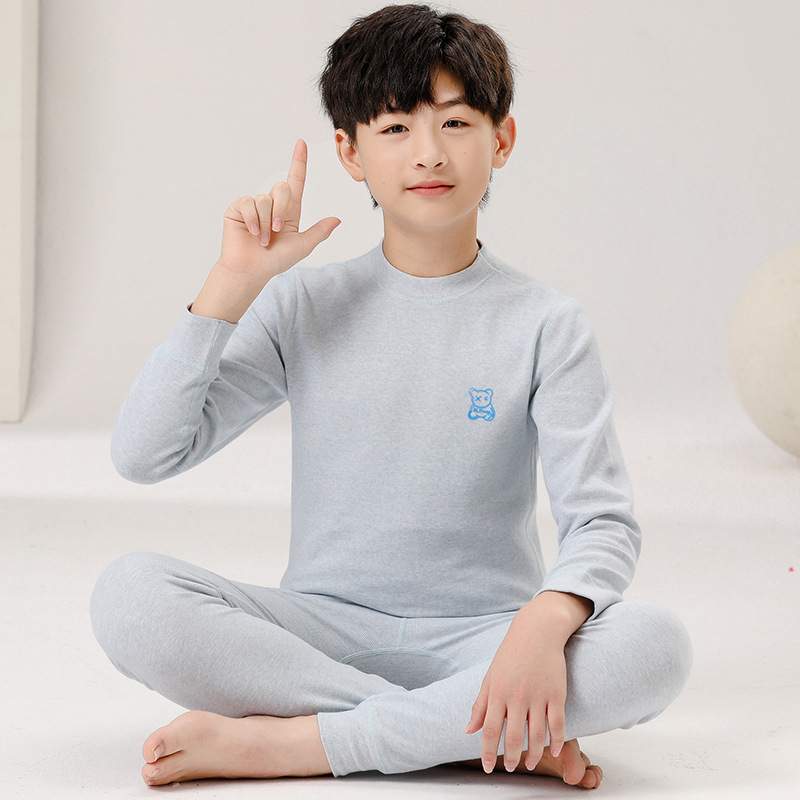 Set termic pentru copii, din bumbac, unisex, guler mediu, 95% bumbac, pentru copii 3–8 ani