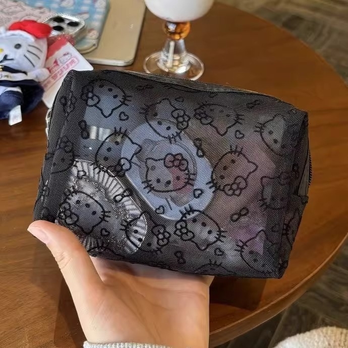Torba za šminku - mrežasti materijal, kubični oblik, veliki model, prozračna, kompaktna za nošenje
