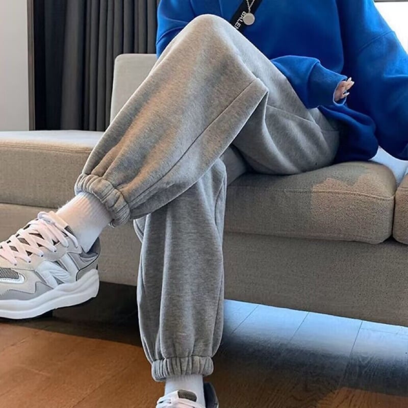 Pantaloni trening cu fleece pentru toamna-iarnă 2025, pantaloni harém largi, casual din amestec de lână