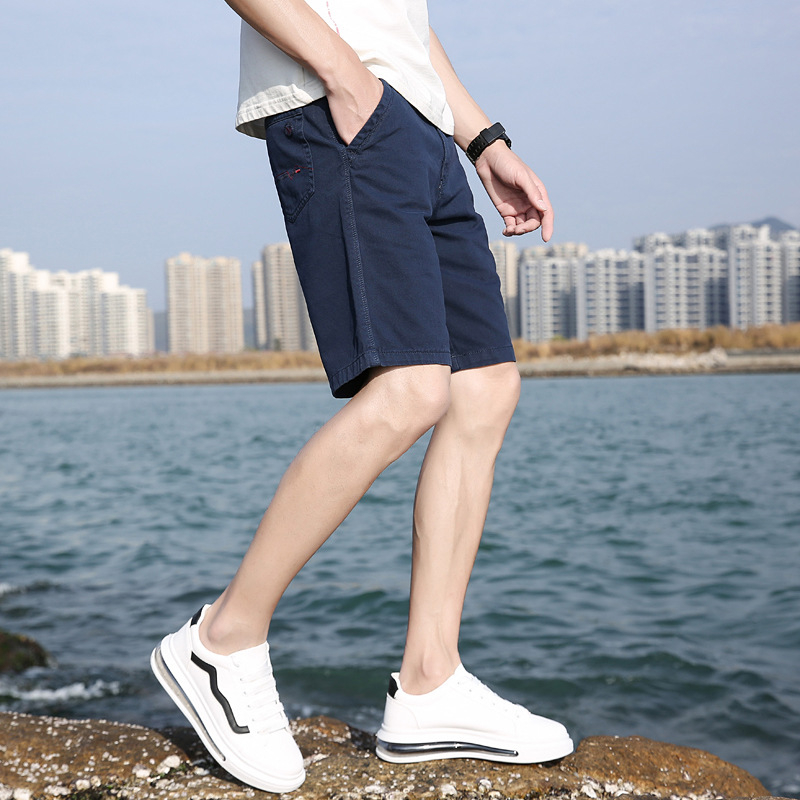 Κλασικά βαμβακερά σορτς, μεσαία μέση, ίσιο κόψιμο, τσέπες, ιαπωνο-κορεατικό στυλ ανάπαυσης