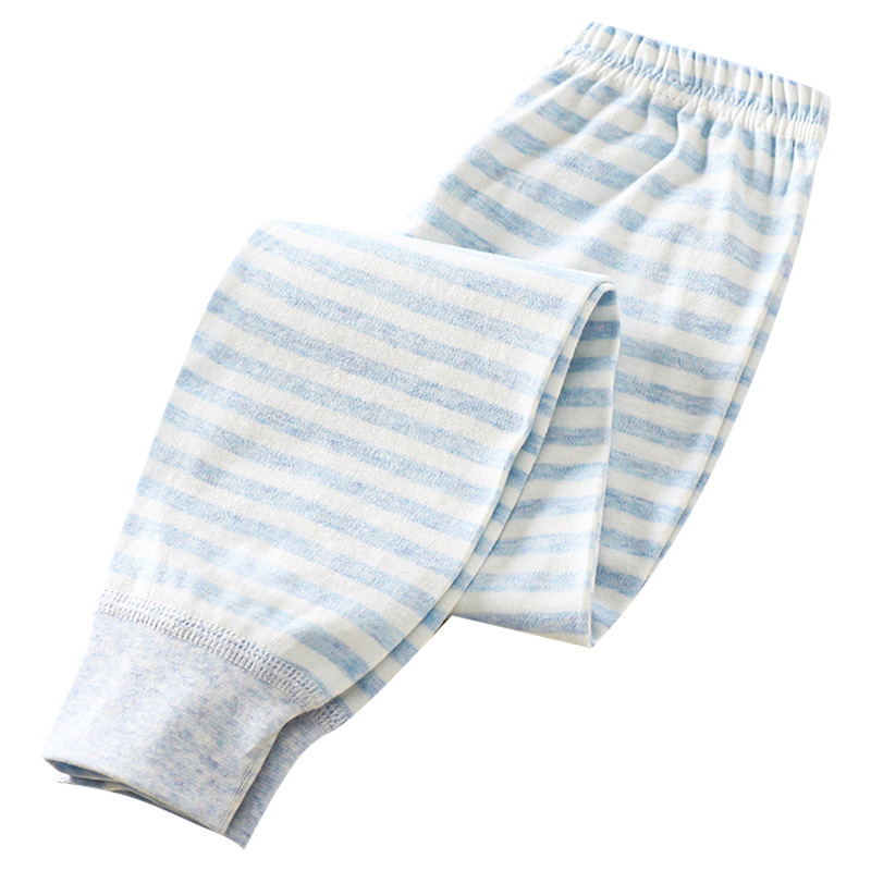 Gyerekeknek készült 100% pamut őszi–téli hosszú pizsama nadrág, 1–3 éveseknek, középmagas derekú