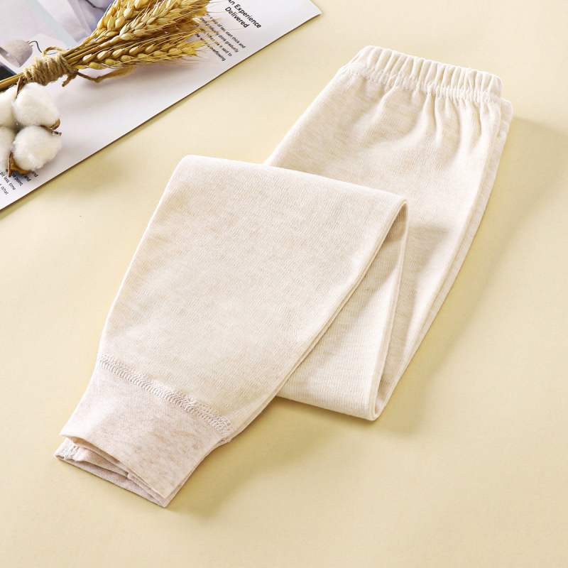 Gyerekeknek készült 100% pamut őszi–téli hosszú pizsama nadrág, 1–3 éveseknek, középmagas derekú