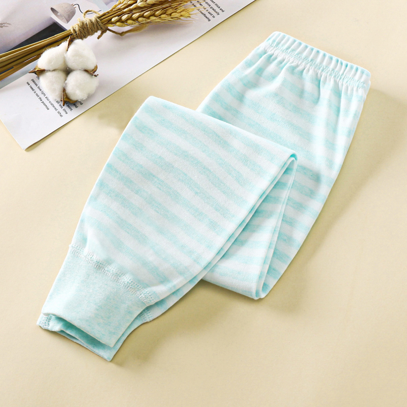 Gyerekeknek készült 100% pamut őszi–téli hosszú pizsama nadrág, 1–3 éveseknek, középmagas derekú