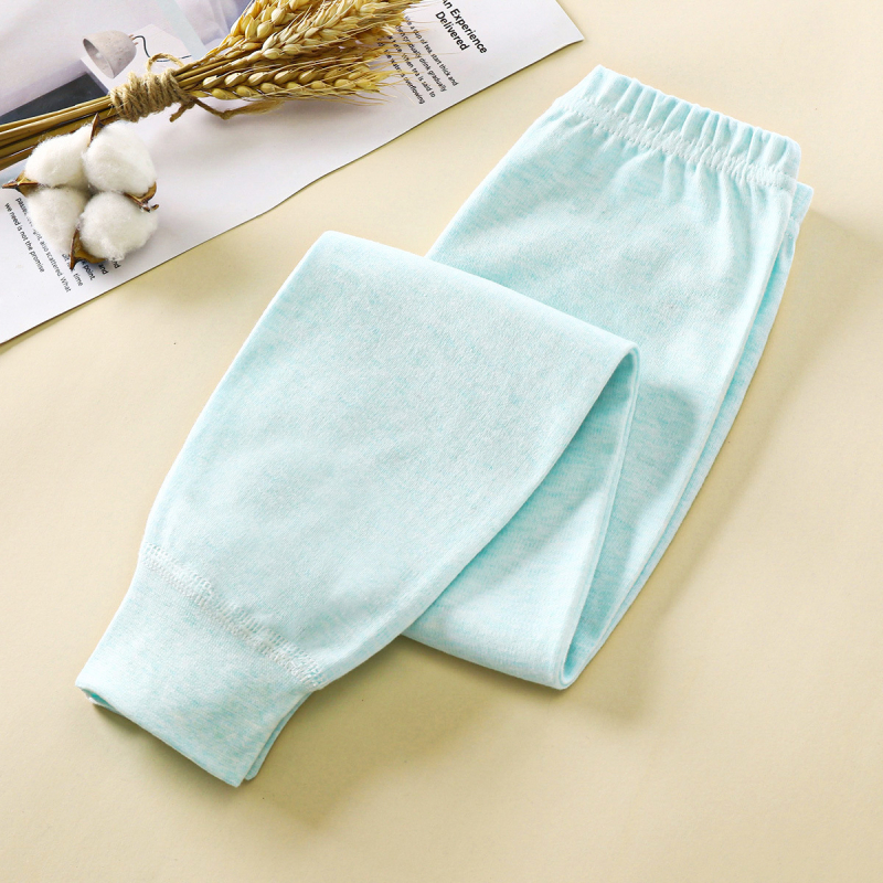 Gyerekeknek készült 100% pamut őszi–téli hosszú pizsama nadrág, 1–3 éveseknek, középmagas derekú