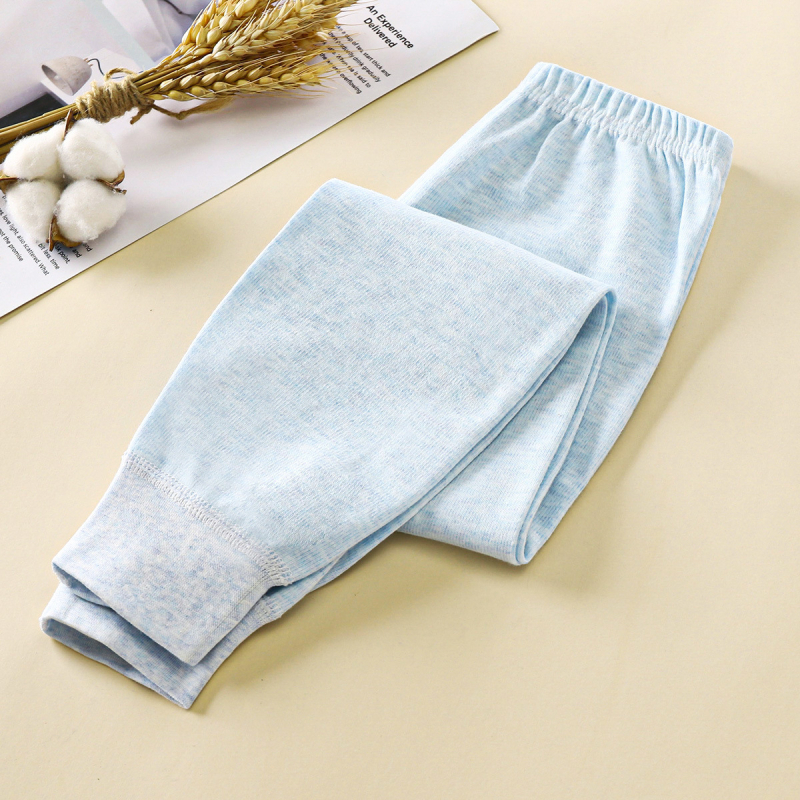 Gyerekeknek készült 100% pamut őszi–téli hosszú pizsama nadrág, 1–3 éveseknek, középmagas derekú