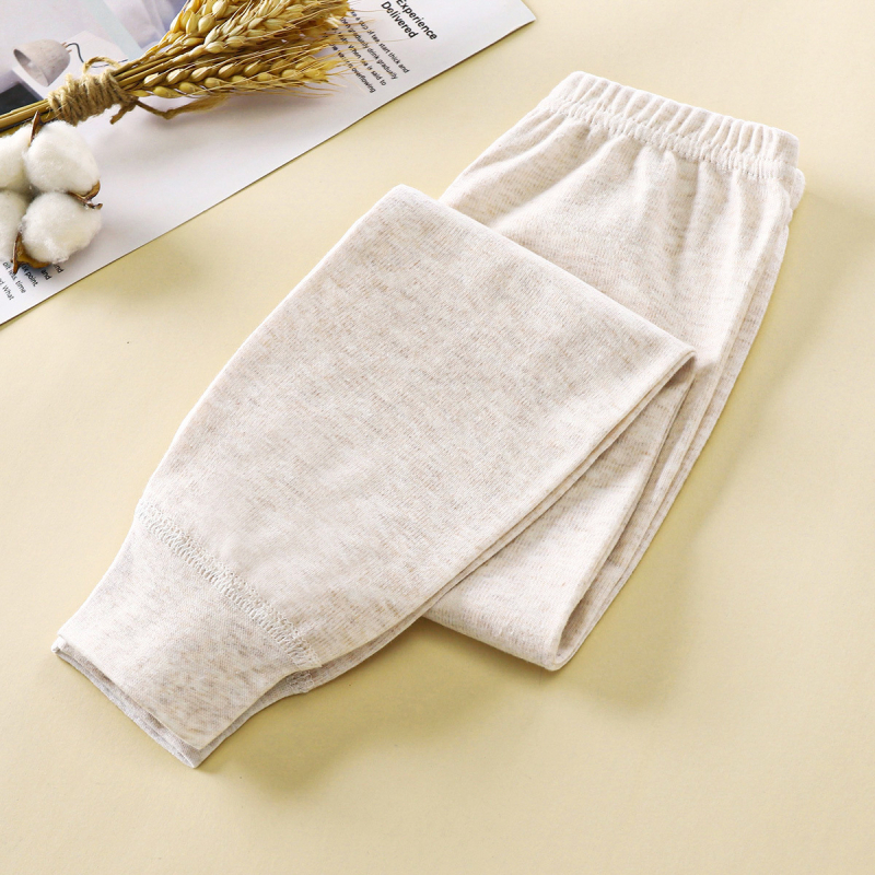 Gyerekeknek készült 100% pamut őszi–téli hosszú pizsama nadrág, 1–3 éveseknek, középmagas derekú