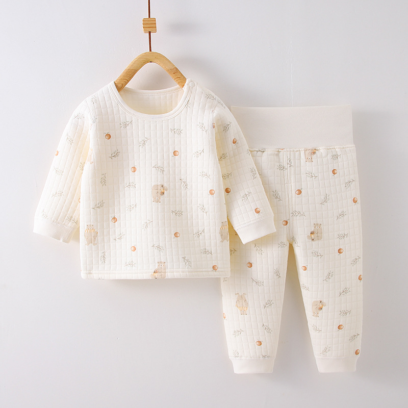 Παιδικό σετ εσωρούχων με τρεις στρώσεις, ζεστό ύφασμα, υψηλή μέση για προστασία της κοιλιάς, 100% βαμβάκι, unisex, για φθινόπωρο και χειμώνα.