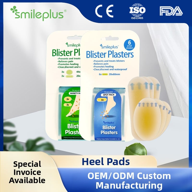 Smileplus hidrokoloidinės kulnų pagalvėlės – atsparios dėvėjimui, nematomi kulnų lipdukai, 2 mm storis, vientisas modelis, su logotipu