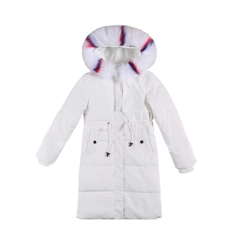 Ženski srednje dug parka s Down-Cotton punilom, kapuljača, uski kroj, odvojivi ovratnik od krzna rakuna, poliester tkanina