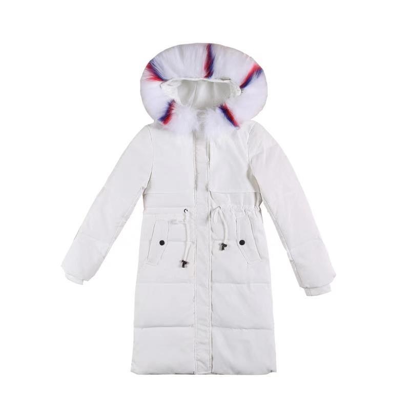 Ženski srednje dug parka s Down-Cotton punilom, kapuljača, uski kroj, odvojivi ovratnik od krzna rakuna, poliester tkanina