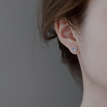 Moissanite naušnice, geometrijski oblik, 925 srebrne iglice, elektroplatiranje, jednostavan stil