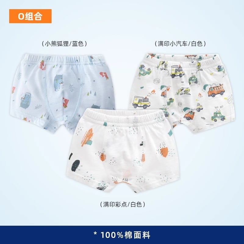 Boxeri pentru copii băieți din bumbac, 100% bumbac, ușori, pentru toate anotimpurile, vârsta 3–8 ani