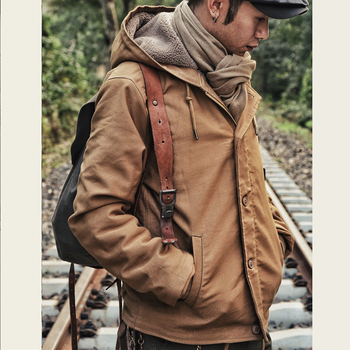 Pánska kapucňová bavlnená prešívaná bunda so flísovou podšívkou, voľný strih, bočné vrecká