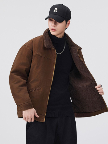 Zimný kardigan so stojacim golierom, zipsom, bavlnená výplň