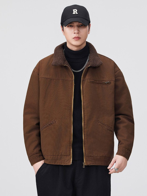 Zimný kardigan so stojacim golierom, zipsom, bavlnená výplň