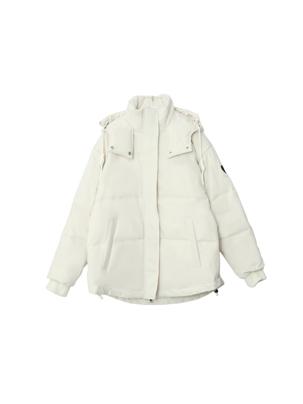 Kapucnis vastag, laza szabású kabát japán-koreai stílusban, középmagas hossz, cipzár, Duole Cotton anyag poliészter-pamut töltettel, női