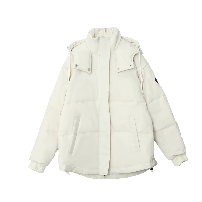 Kapucnis vastag, laza szabású kabát japán-koreai stílusban, középmagas hossz, cipzár, Duole Cotton anyag poliészter-pamut töltettel, női