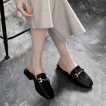 Női zárt orrú mules microfibrás bőr felsőréteggel, laza slip-on szandál, EVA talp, PU bélés, 2025 nyár