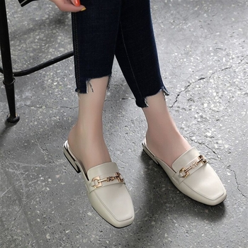 Női zárt orrú mules microfibrás bőr felsőréteggel, laza slip-on szandál, EVA talp, PU bélés, 2025 nyár