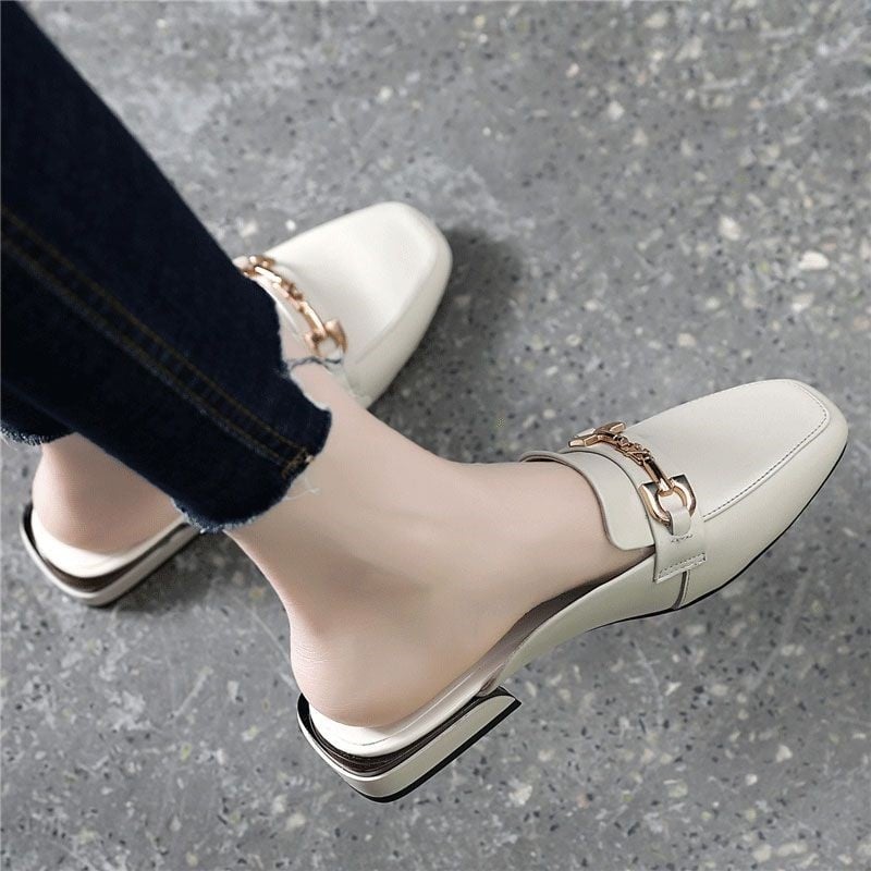 Női zárt orrú mules microfibrás bőr felsőréteggel, laza slip-on szandál, EVA talp, PU bélés, 2025 nyár