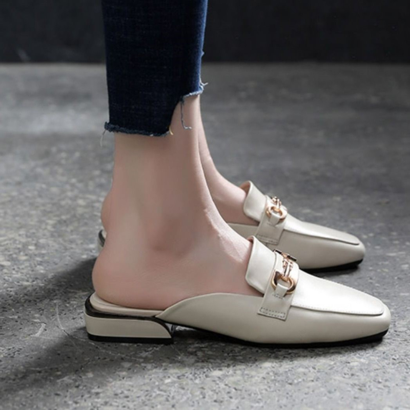 Női zárt orrú mules microfibrás bőr felsőréteggel, laza slip-on szandál, EVA talp, PU bélés, 2025 nyár