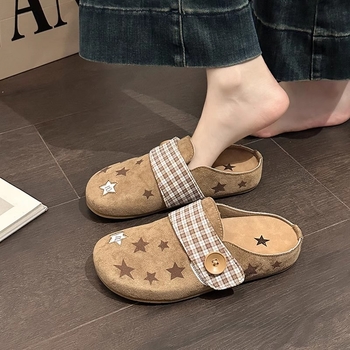 Pantofi damă slip-on din denim, cu înălțime ascunsă, talpă plată din cauciuc, căptușeală din țesătură, model vintage cartoon — Primăvara 2025