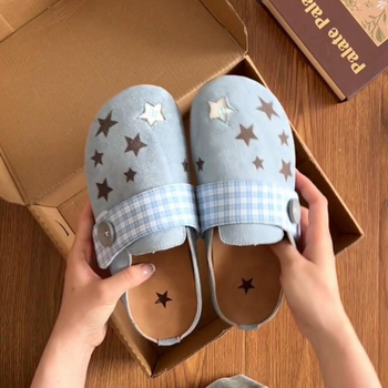 Pantofi damă slip-on din denim, cu înălțime ascunsă, talpă plată din cauciuc, căptușeală din țesătură, model vintage cartoon — Primăvara 2025