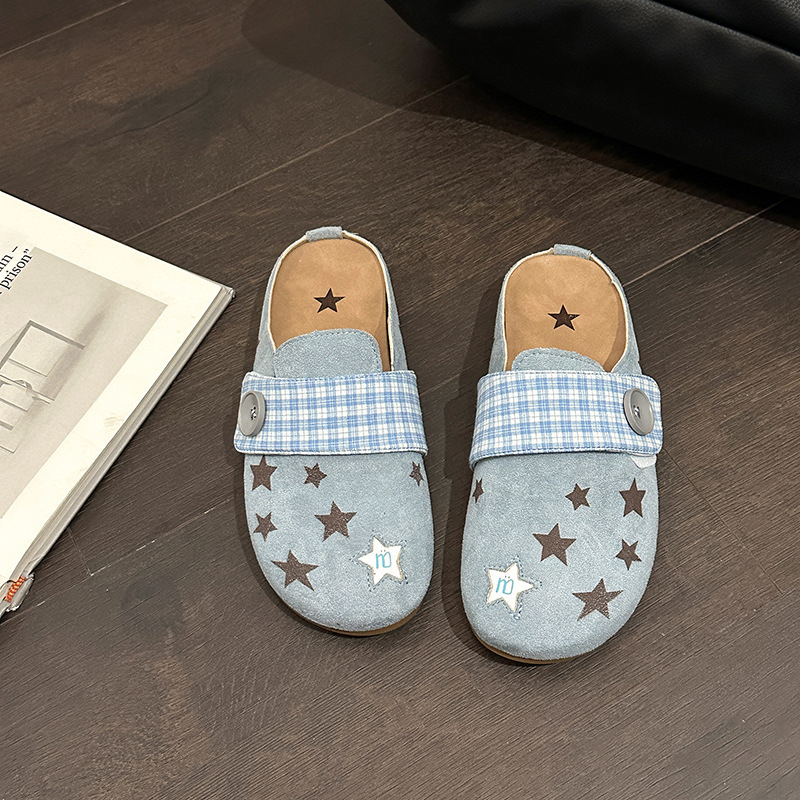 Pantofi damă slip-on din denim, cu înălțime ascunsă, talpă plată din cauciuc, căptușeală din țesătură, model vintage cartoon — Primăvara 2025