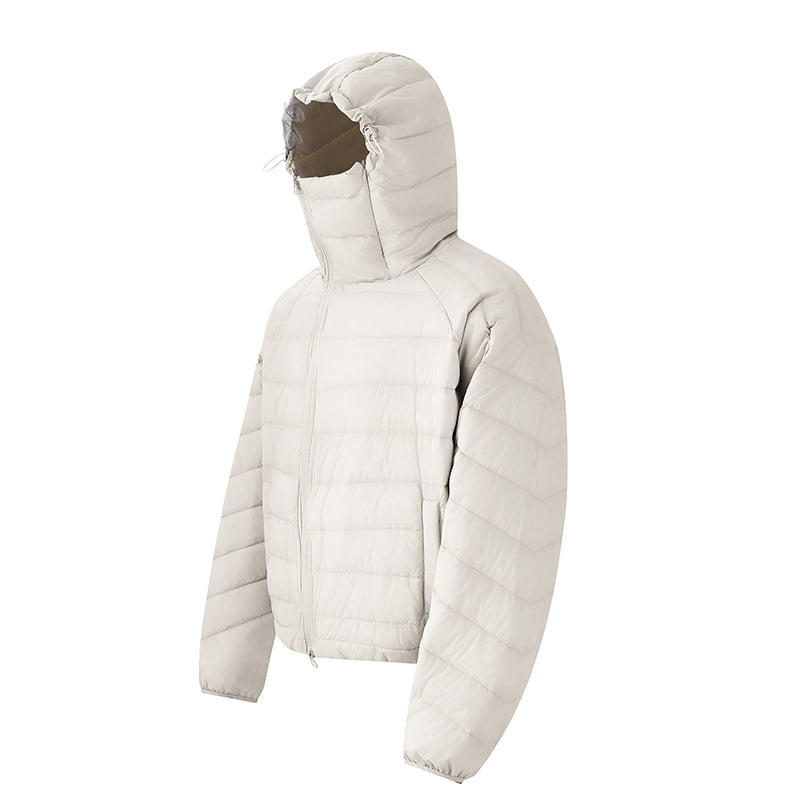 Prešívaná zimná bunda s kapucňou, obsah páperia 86–90%, výplň z bieleho kačacieho páperia, vonkajšia látka nylon, teplotný rozsah -20°C až -5°C